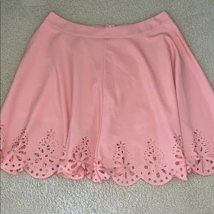 Pink Skater Skirt with Cut Out Hems
